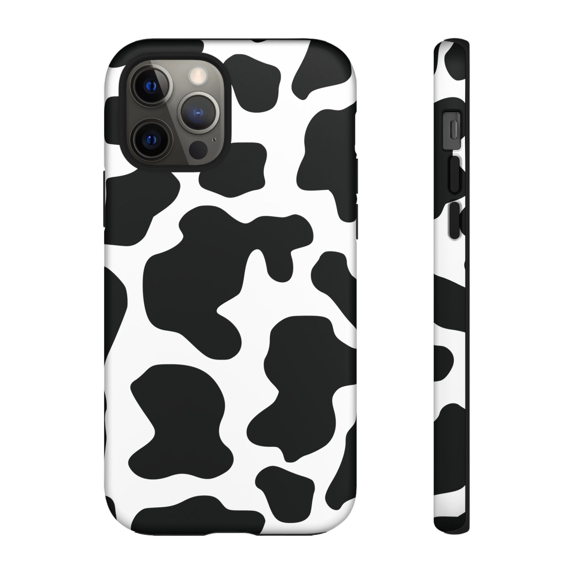 Black Cow print Phone Case iPhone Samsung Google - iPhone 12 Pro / Matte
