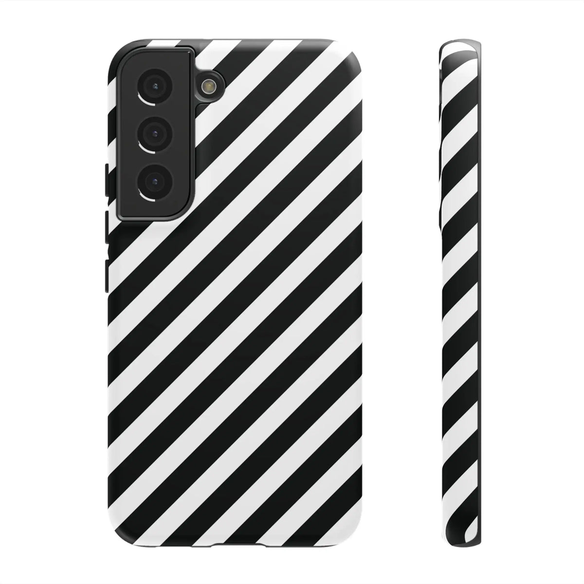 Black White Diagonal Phone Case Cover Protective Sleek Cell Phone Case Modern Smartphone Stylish - Samsung Galaxy S22