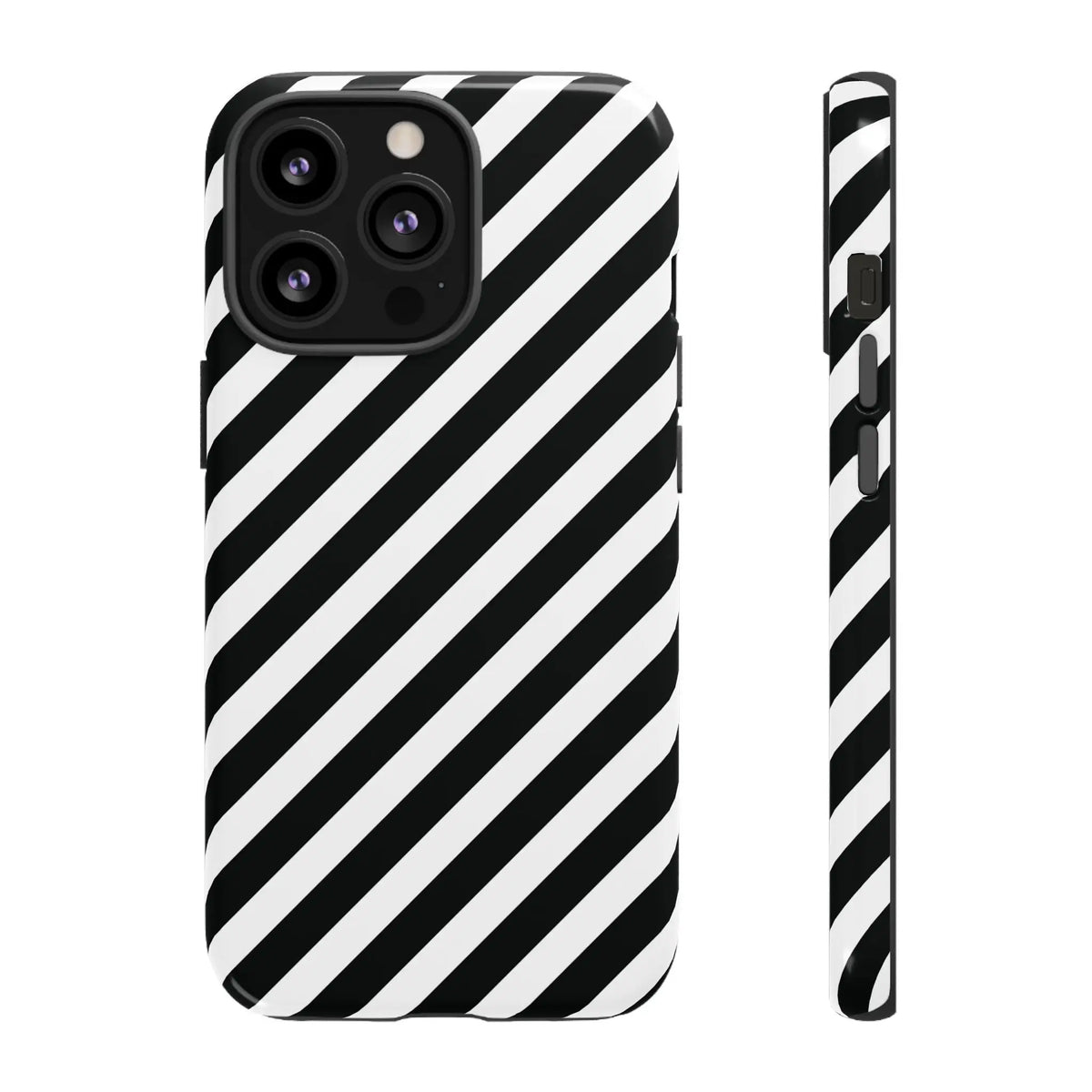 Black White Diagonal Phone Case Cover Protective Sleek Cell Phone Case Modern Smartphone Stylish - iPhone 13 Pro