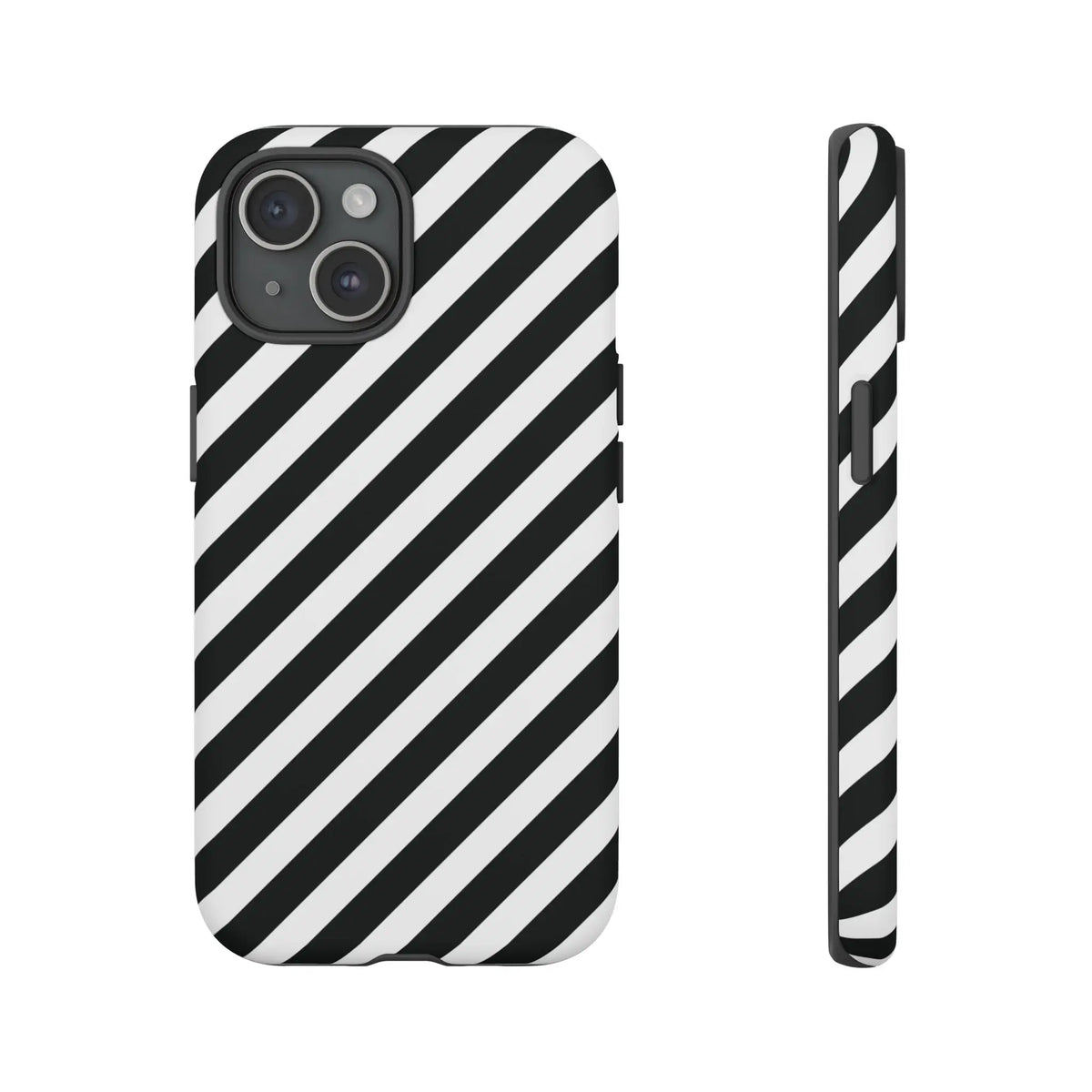 Black White Diagonal Phone Case Cover Protective Sleek Cell Phone Case Modern Smartphone Stylish - iPhone 15 / Matte