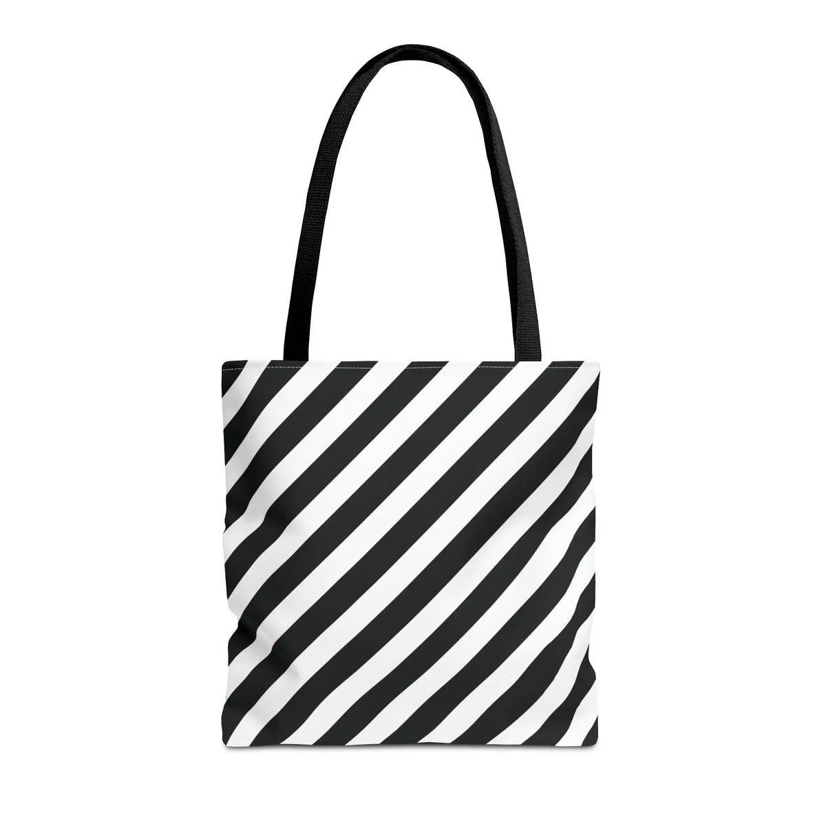 Black and White Diagonal Striped Tote Bag - 16’’ × 16’’ / Black - Tote Bag