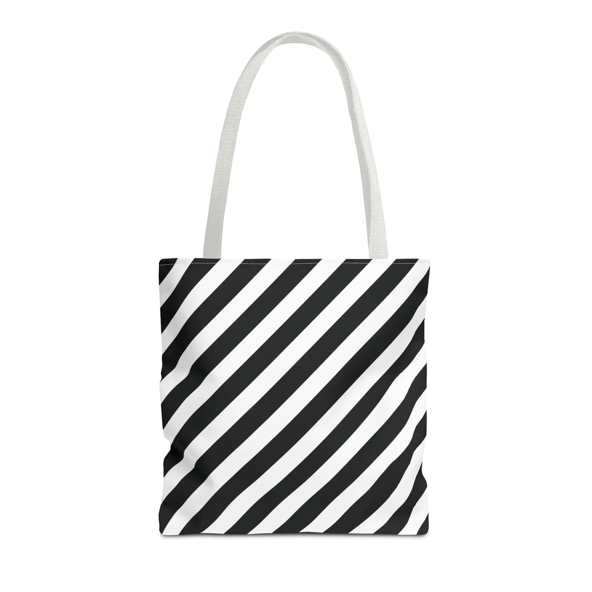 Black and White Diagonal Striped Tote Bag - 16’’ × 16’’ / White - Tote Bag