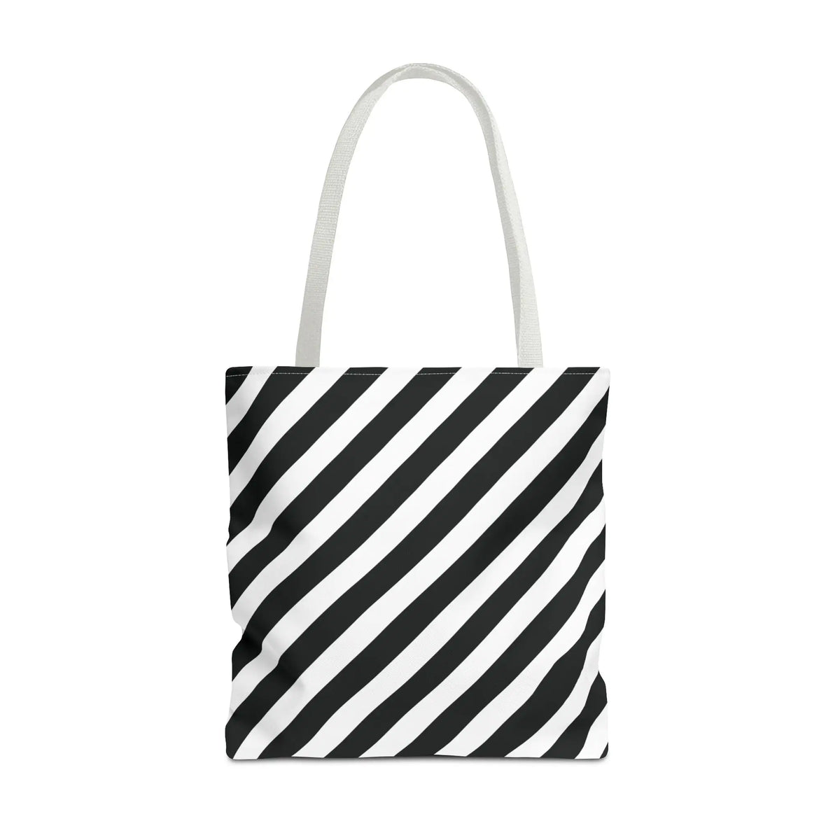 Black and White Diagonal Striped Tote Bag - 18’’ × 18’’ / White - Tote Bag