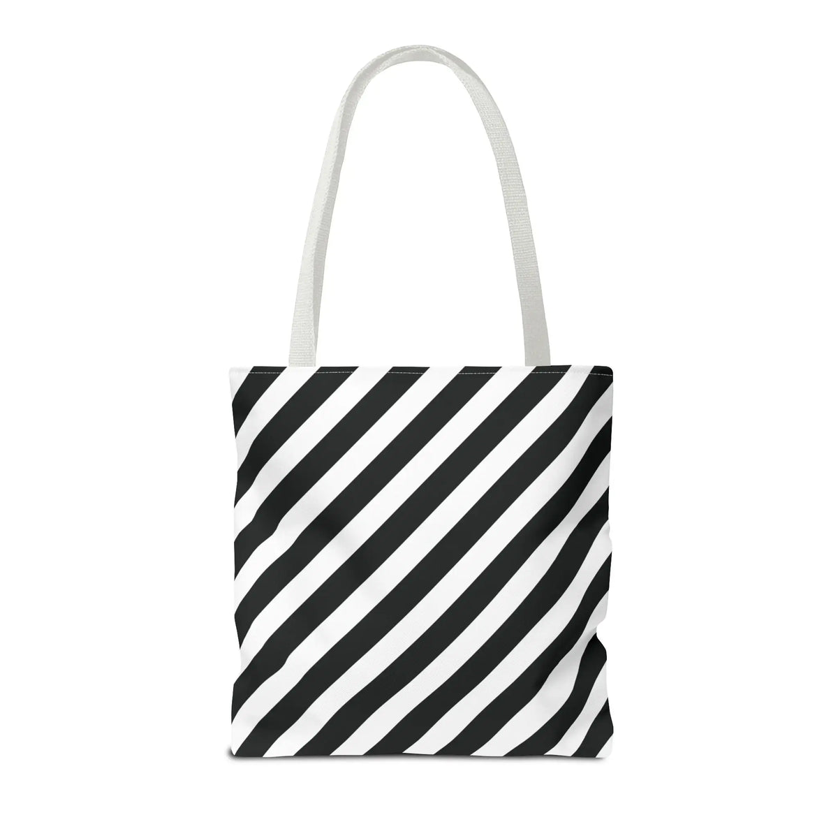 Black and White Diagonal Striped Tote Bag - Tote Bag