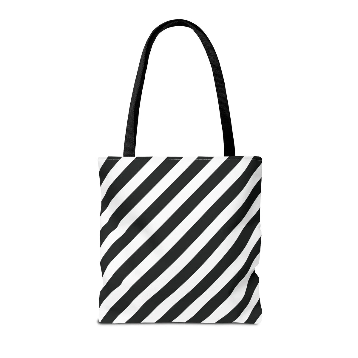 Black and White Diagonal Striped Tote Bag - Tote Bag