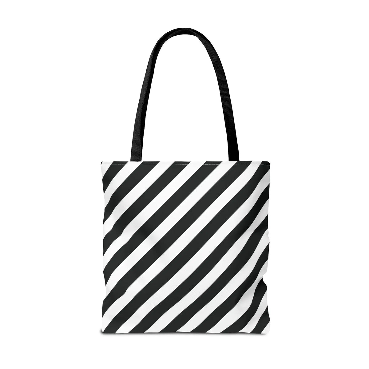 Black and White Diagonal Striped Tote Bag - Tote Bag