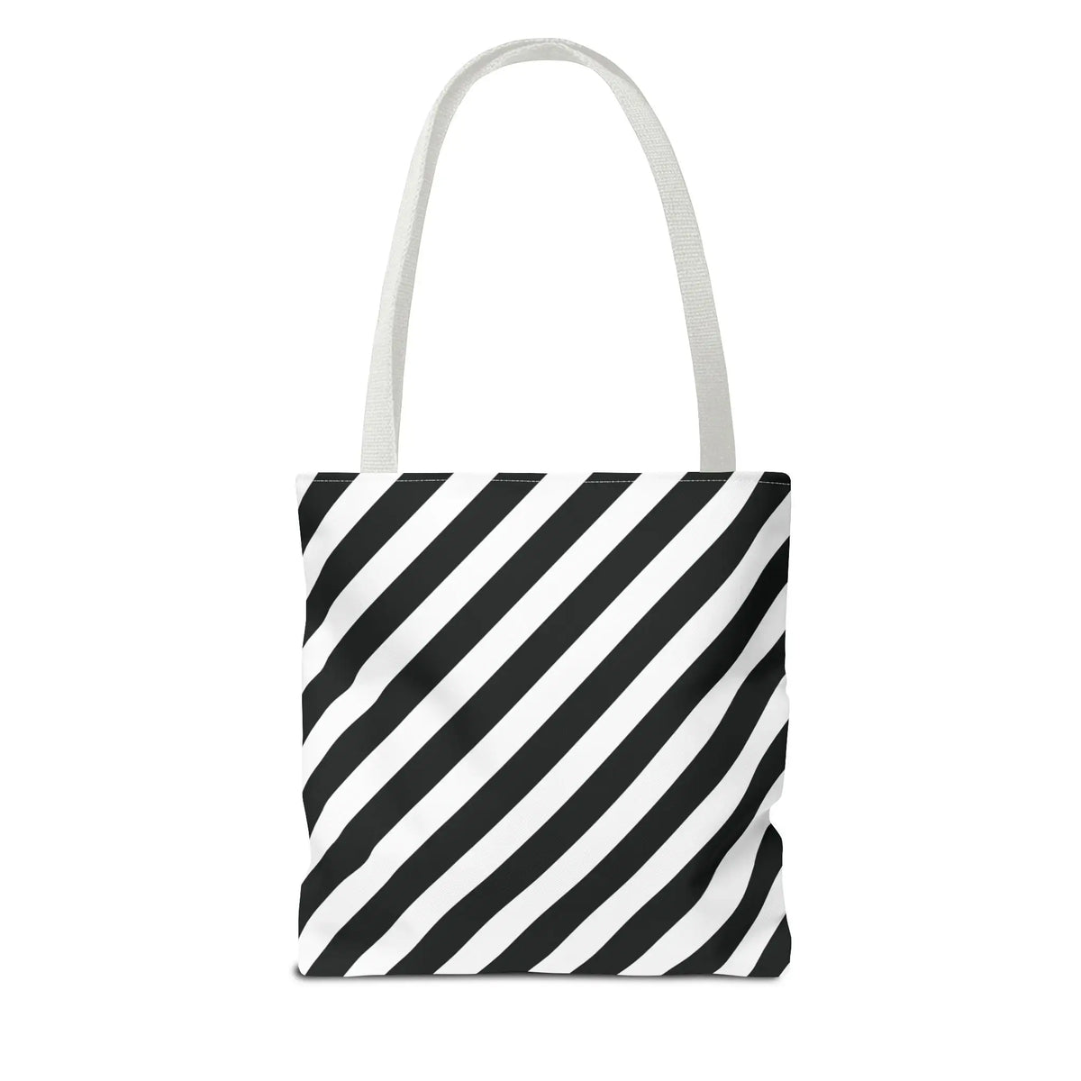Black and White Diagonal Striped Tote Bag - Tote Bag