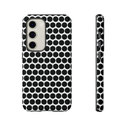 Back side of black and white dot pattern tough phone case with sleek modern design for iphone samsung google