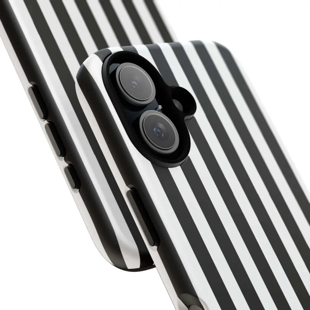 Black & White Horizontal Stripe Tough Phone Case for iPhone Samsung and Google Phones