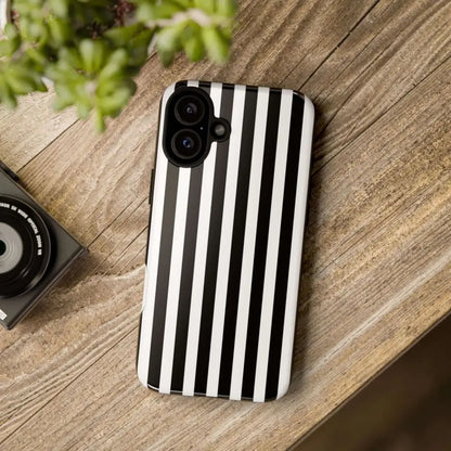 Black & White Horizontal Stripe Tough Phone Case for iPhone Samsung and Google Phones