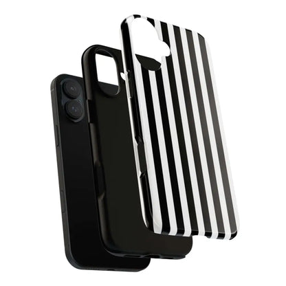 Black & White Horizontal Stripe Tough Phone Case for iPhone Samsung and Google Phones