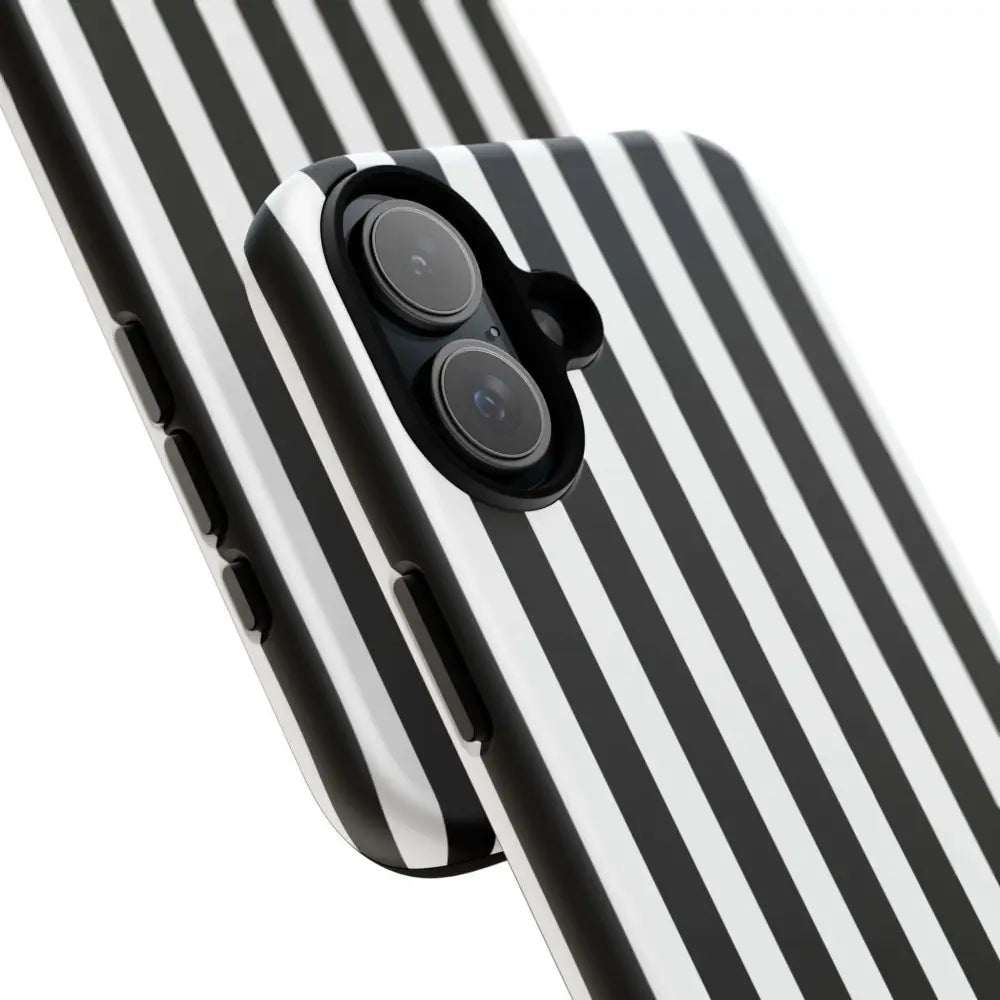 Black & White Horizontal Stripe Tough Phone Case for iPhone Samsung and Google Phones