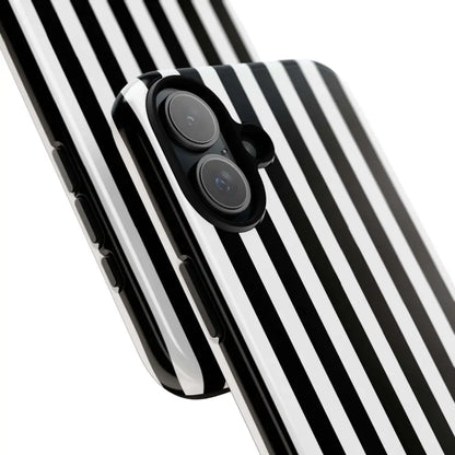 Black & White Horizontal Stripe Tough Phone Case for iPhone Samsung and Google Phones