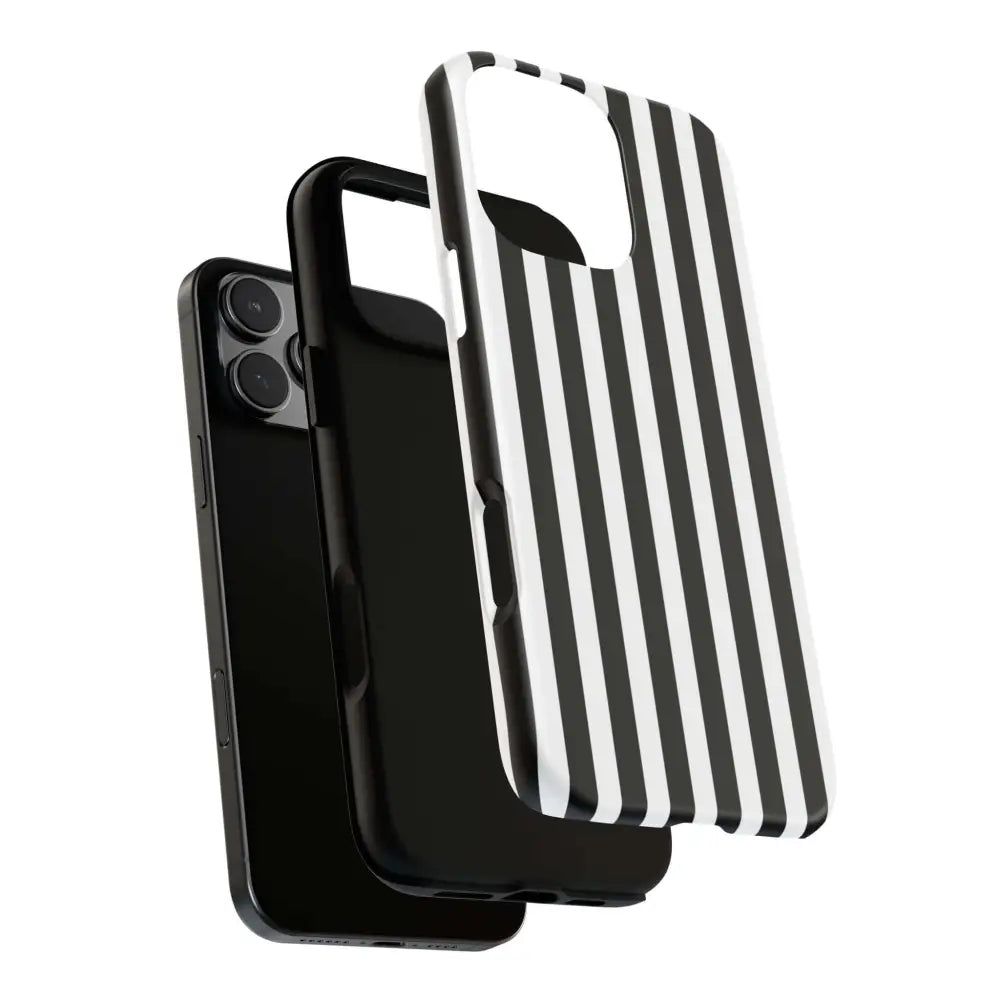 Black & White Horizontal Stripe Tough Phone Case for iPhone Samsung and Google Phones