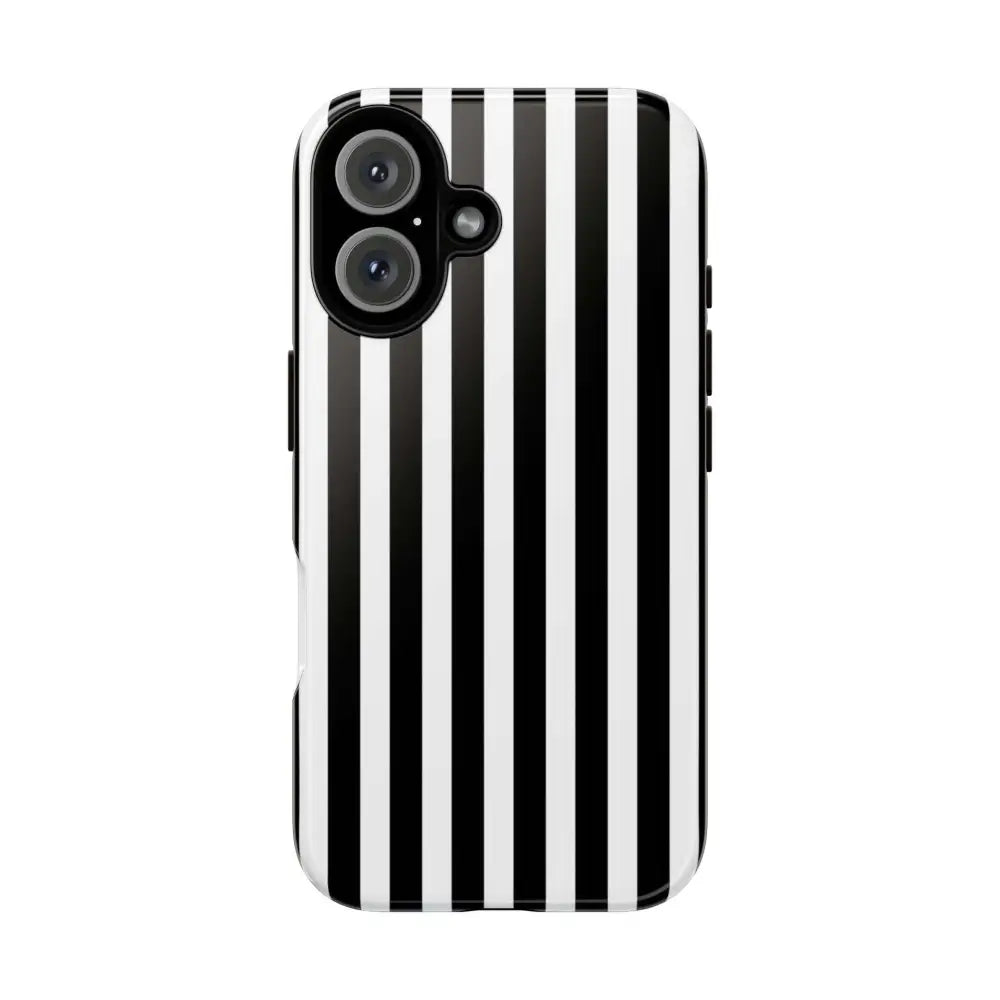 Black & White Horizontal Stripe Tough Phone Case for iPhone Samsung and Google Phones