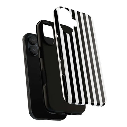 Black & White Horizontal Stripe Tough Phone Case for iPhone Samsung and Google Phones