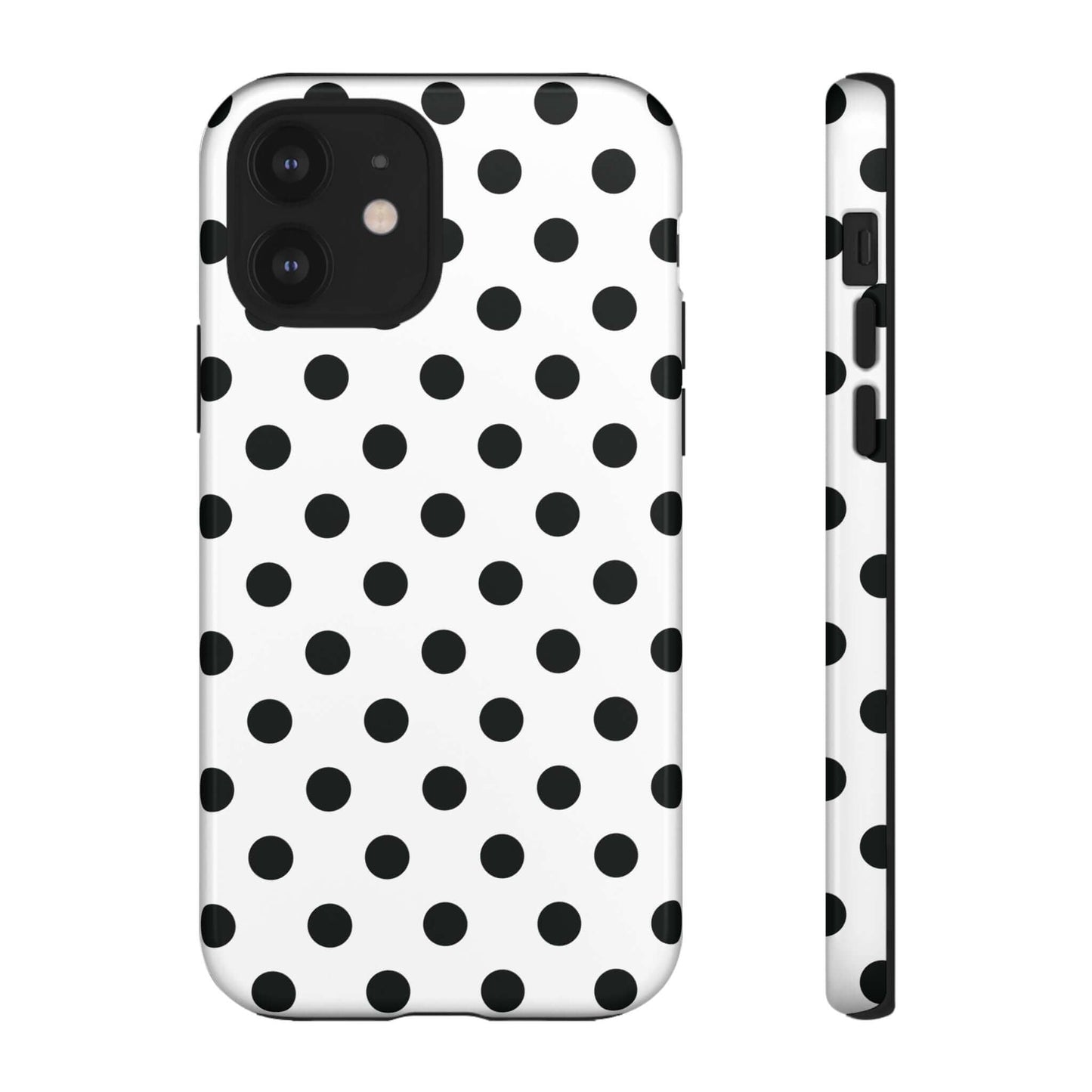 Black & White Polka dot Tough Phone Case for iPhone, Samsung, Google