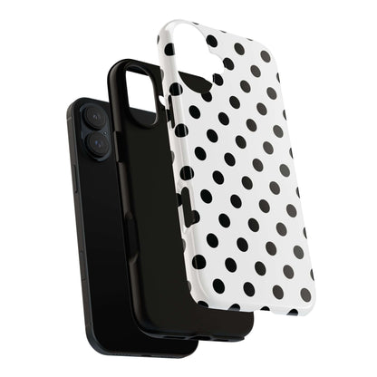 Black & White Polka dot Tough Phone Case for iPhone, Samsung, Google