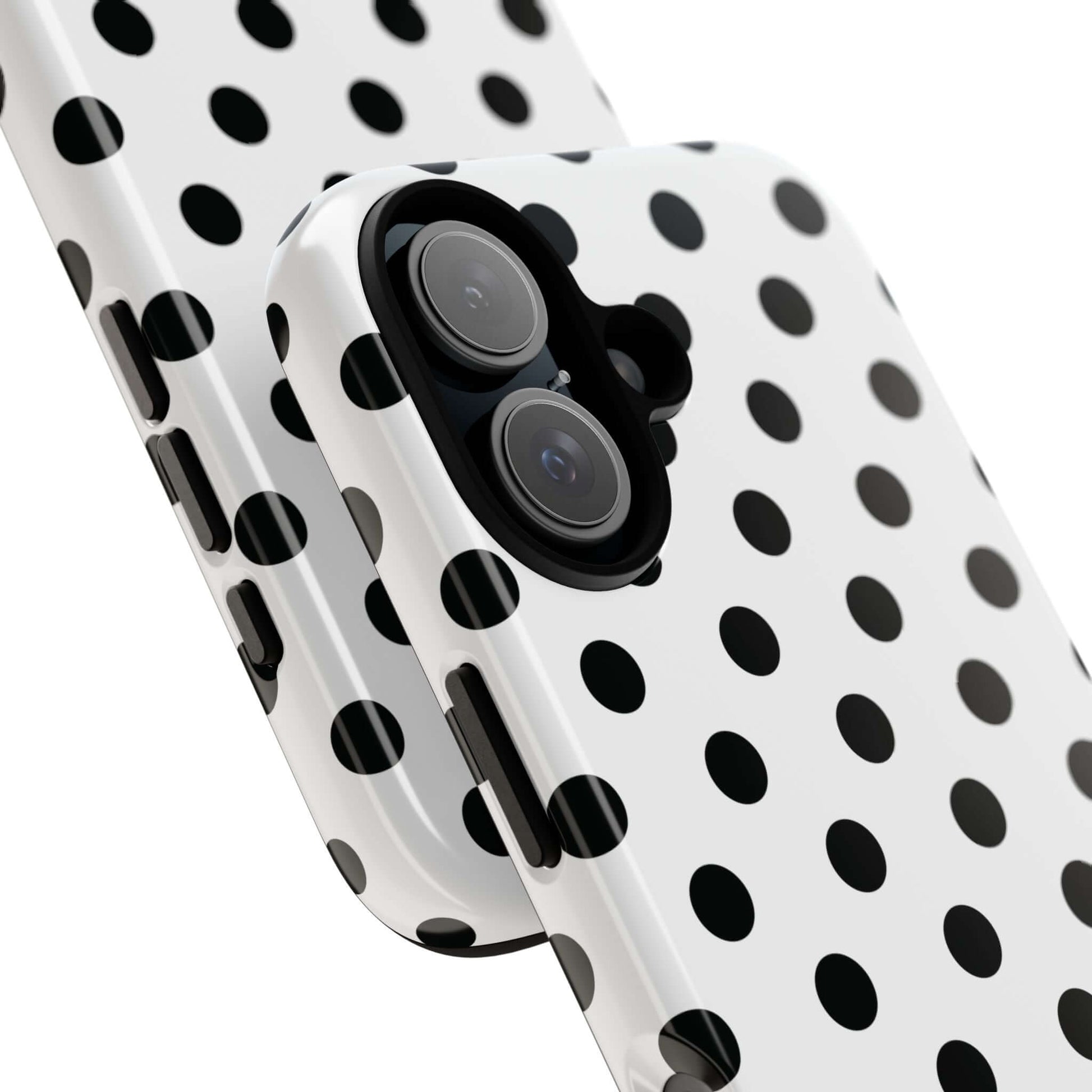 Black & White Polka dot Tough Phone Case for iPhone, Samsung, Google