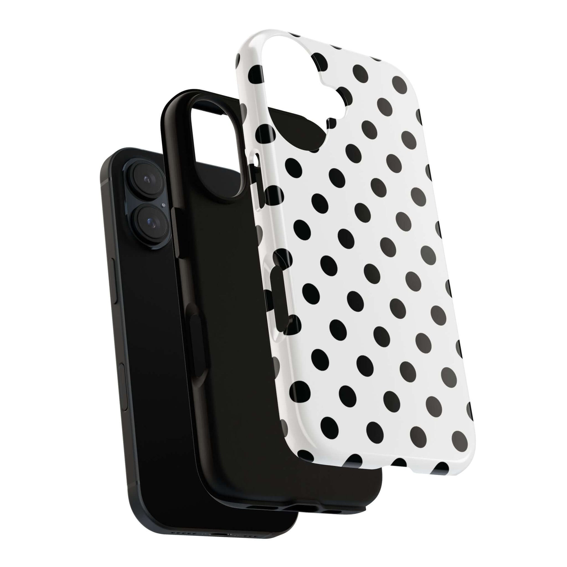 Black & White Polka dot Tough Phone Case for iPhone, Samsung, Google