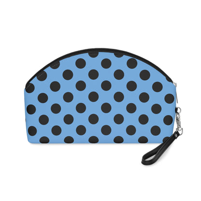 Blue Black Polkadot Makeup Carry Bag