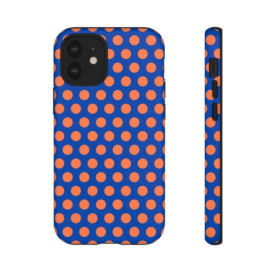 Blue & Coral Polka Dot Phone Case for iPhone Samsung S Google Pixel Phones - iPhone 12 Mini / Matte - Mobile Phone Cases