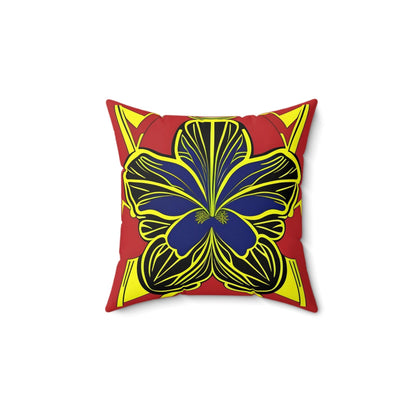 Blue Hibiscus Square Throw Pillow