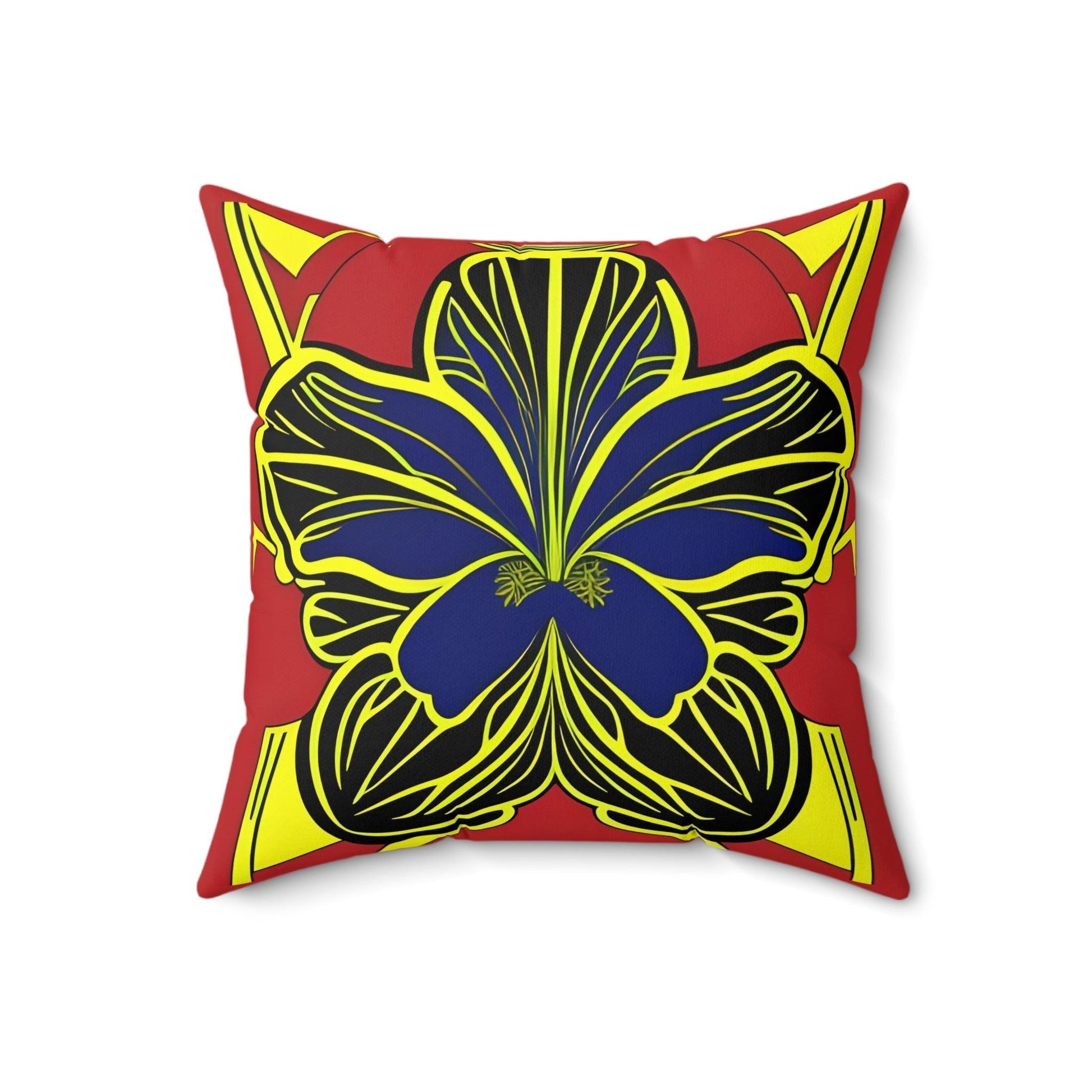 Blue Hibiscus Square Throw Pillow