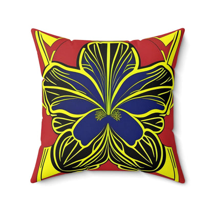 Blue Hibiscus Square Throw Pillow
