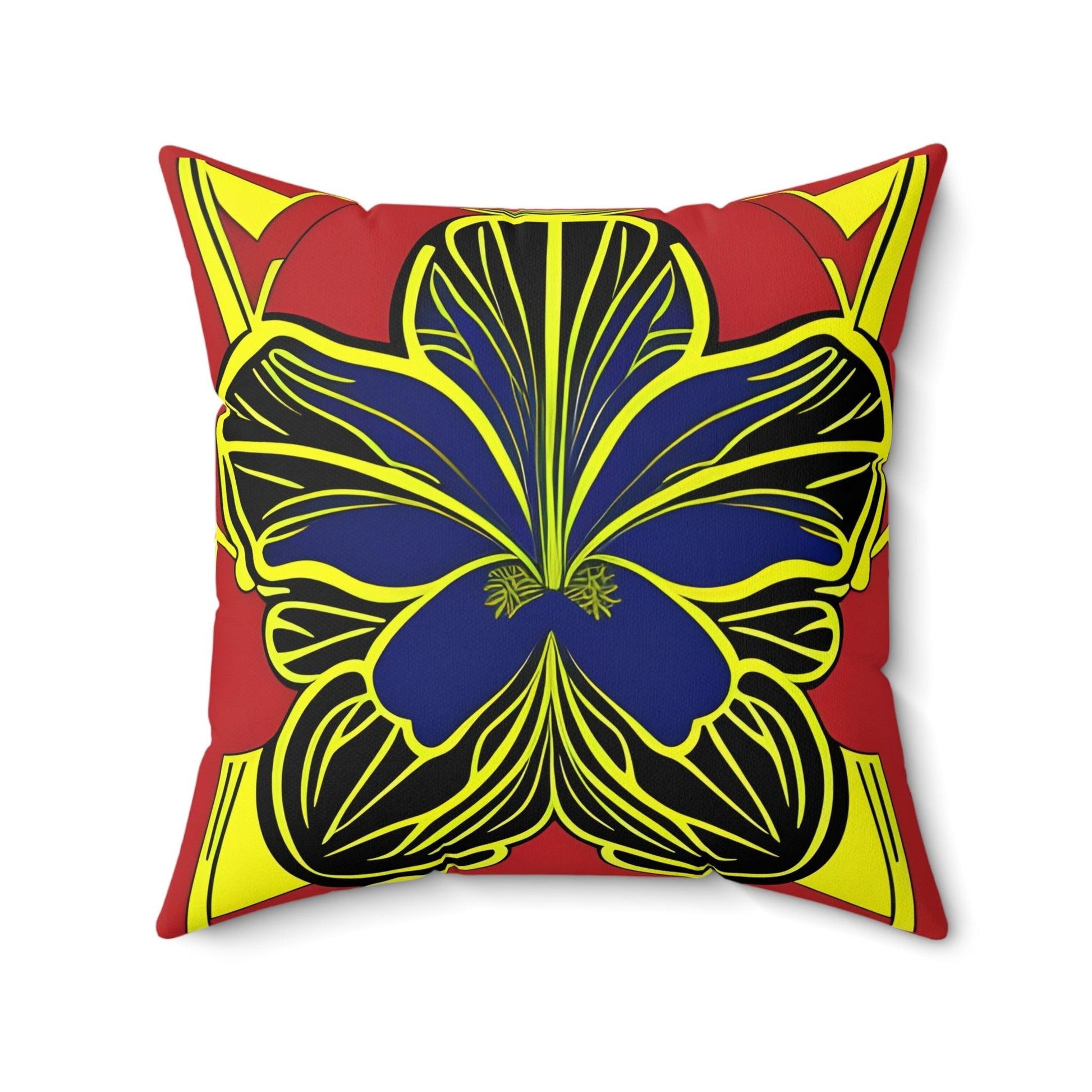 Blue Hibiscus Square Throw Pillow