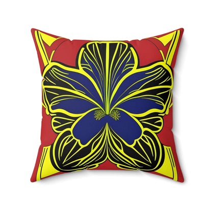 Blue Hibiscus Square Throw Pillow
