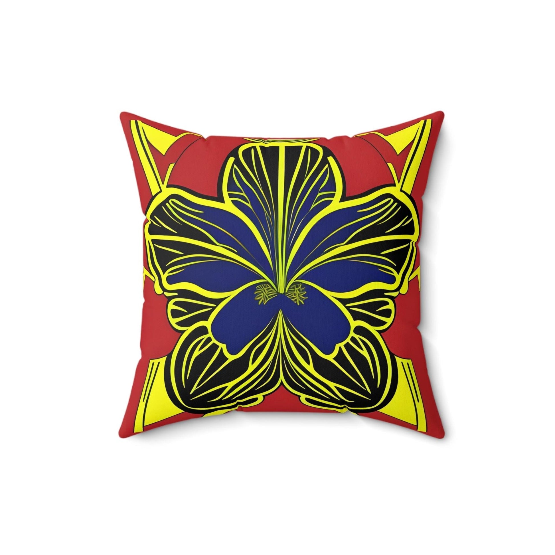 Blue Hibiscus Square Throw Pillow