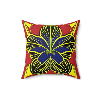 Blue Hibiscus Square Throw Pillow