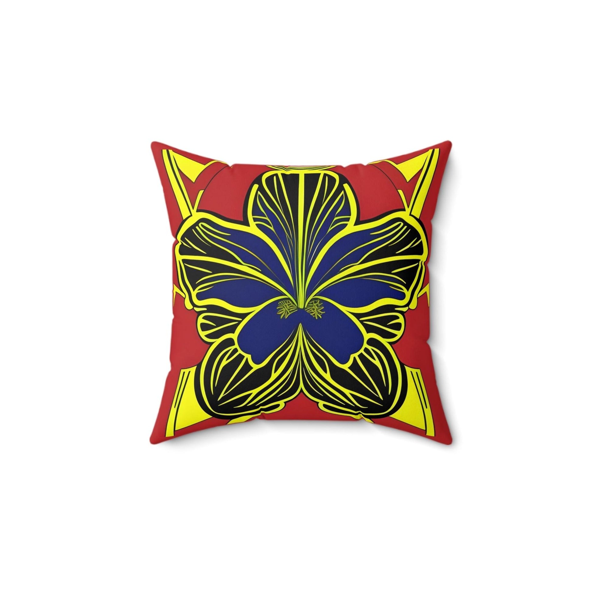 Blue Hibiscus Square Throw Pillow
