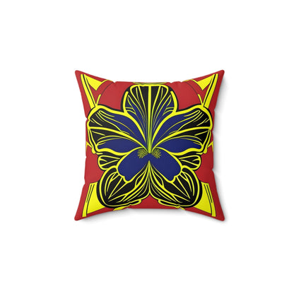 Blue Hibiscus Square Throw Pillow