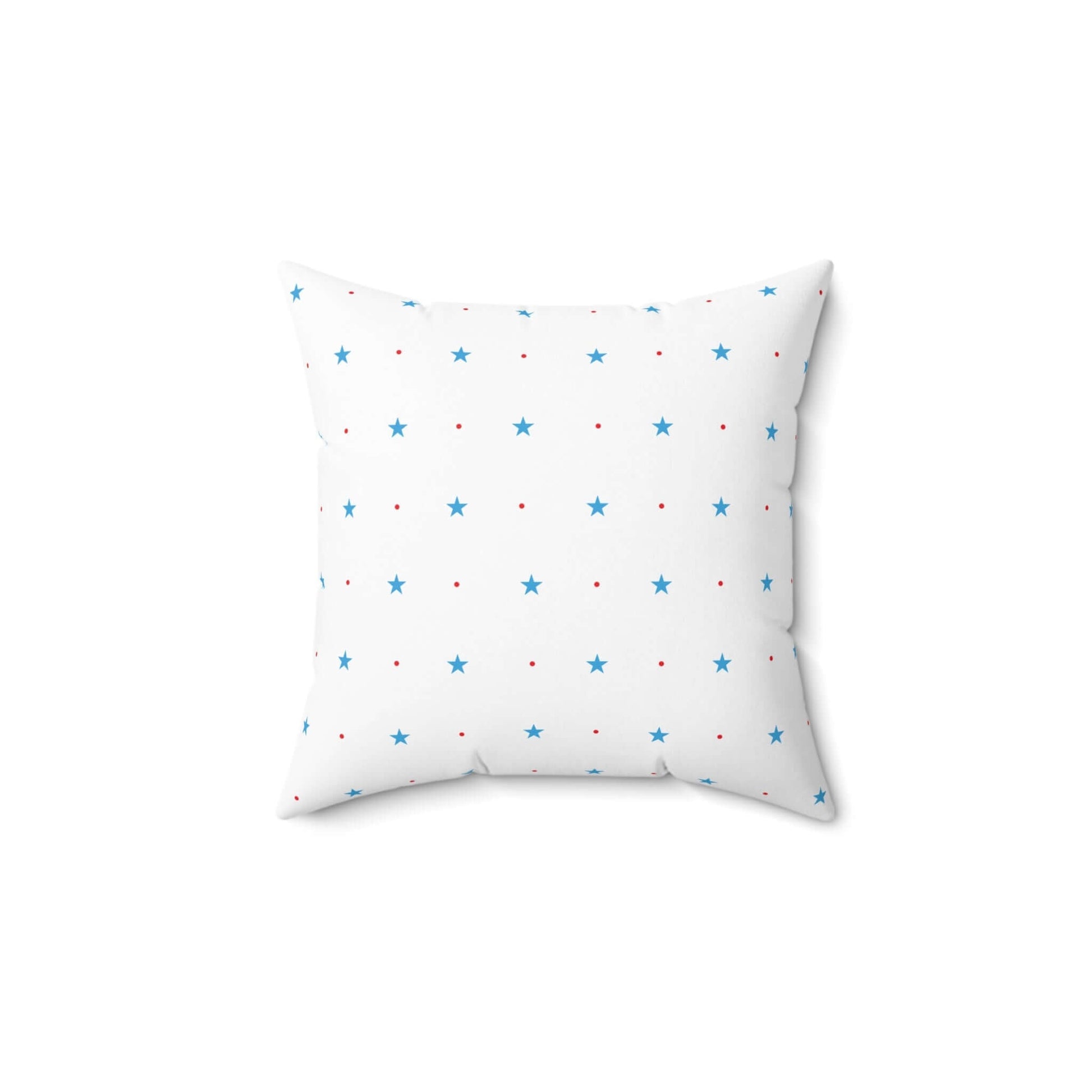 Square Spun Polyester Pillow with Blue Stars and Red Dots Customisable Decorative Throw Pillow in Four Sizes