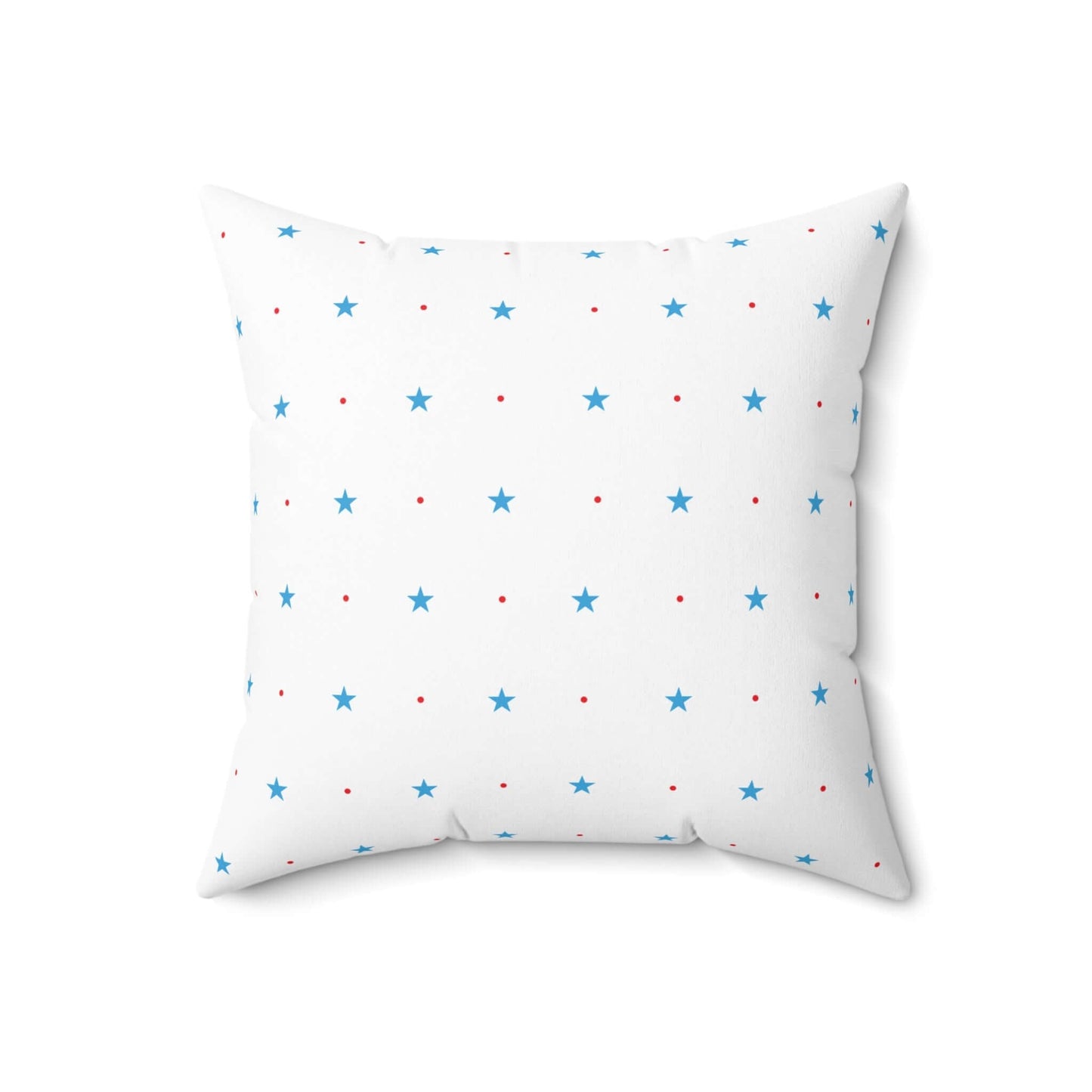 Square Spun Polyester Pillow with Blue Stars and Red Dots Customisable Decorative Throw Pillow in Four Sizes