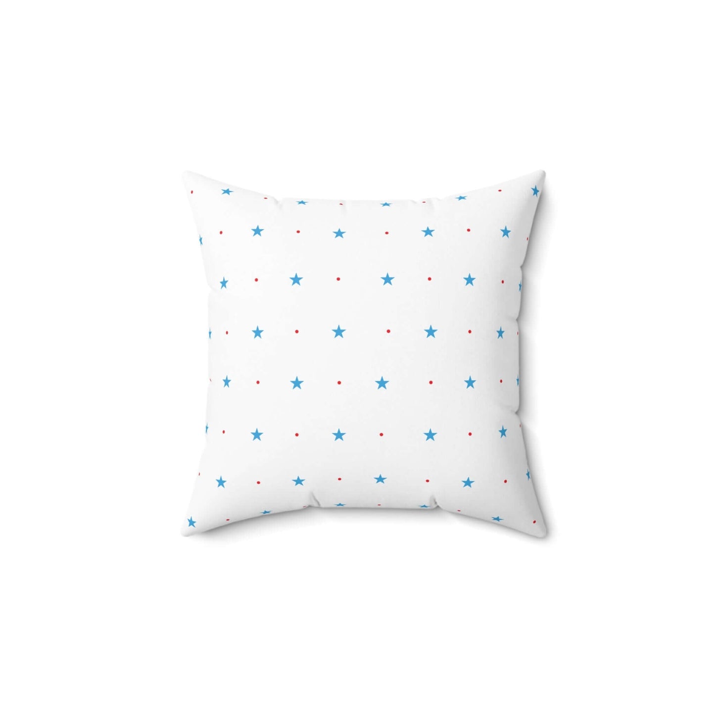 Square Spun Polyester Pillow with Blue Stars and Red Dots Customisable Decorative Throw Pillow in Four Sizes