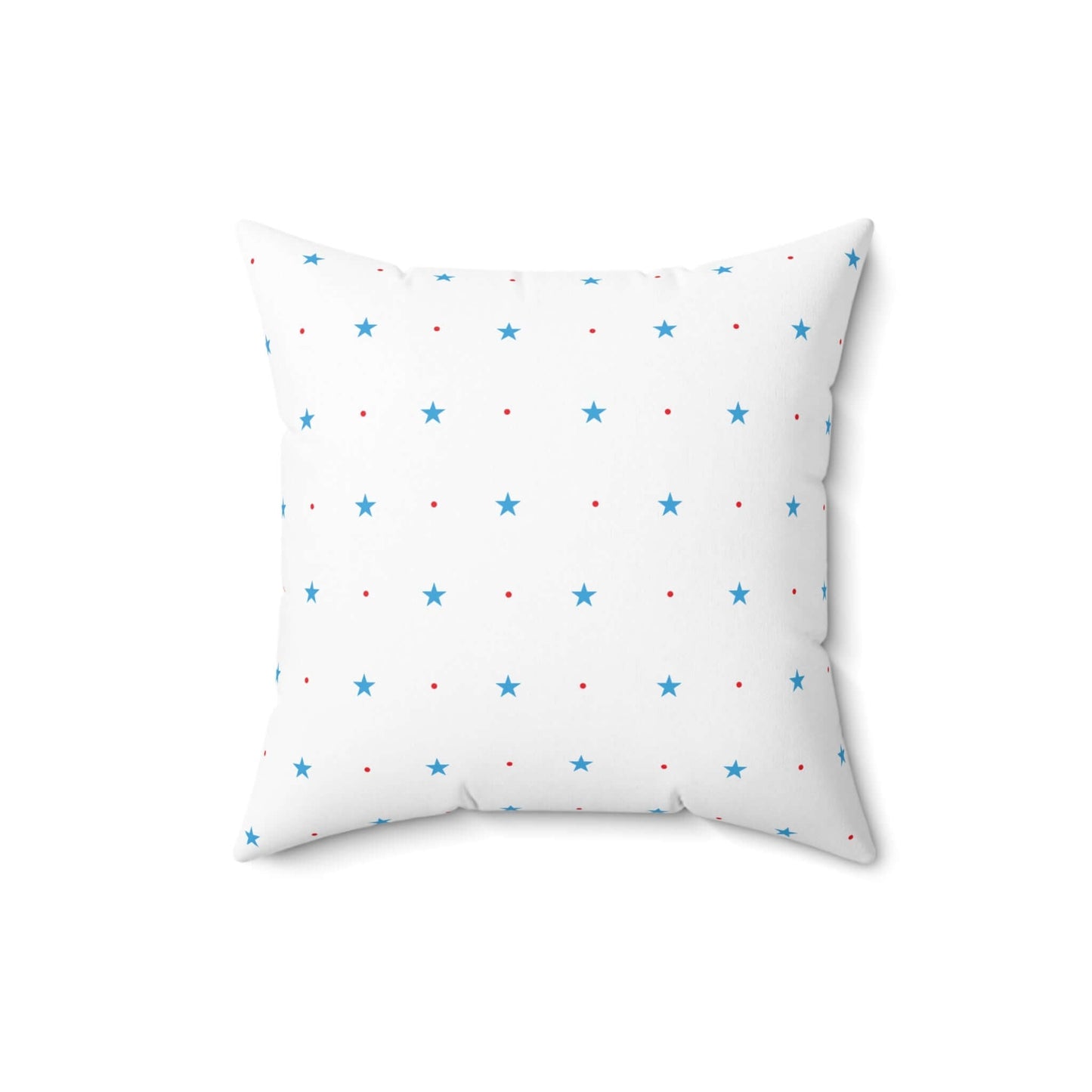 Square Spun Polyester Pillow with Blue Stars and Red Dots Customisable Decorative Throw Pillow in Four Sizes