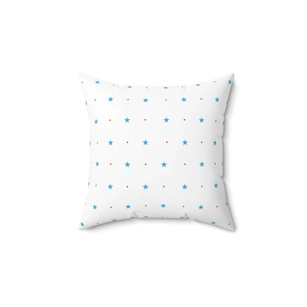 Square Spun Polyester Pillow with Blue Stars and Red Dots Customisable Decorative Throw Pillow in Four Sizes