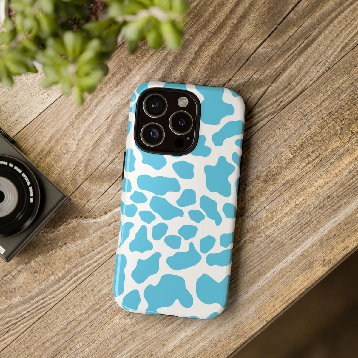 Blue White Cow Print Phone Case Cover - Phone Case