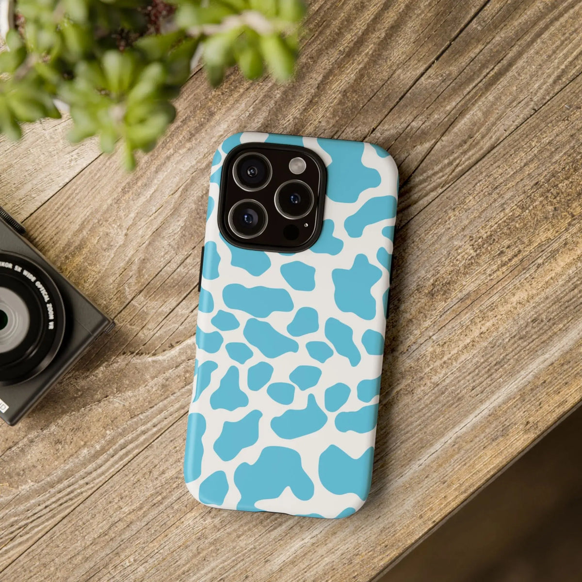 Blue White Cow Print Phone Case Cover - Phone Case