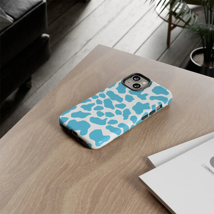Blue White Cow Print Phone Case Cover - Phone Case