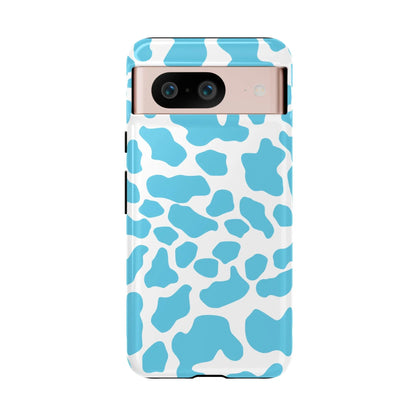 Blue White Cow Print Phone Case Cover - Google Pixel 8 / Glossy - Phone Case