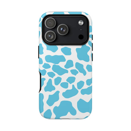 Blue White Cow Print Phone Case Cover - iPhone 17 Pro / Glossy - Phone Case