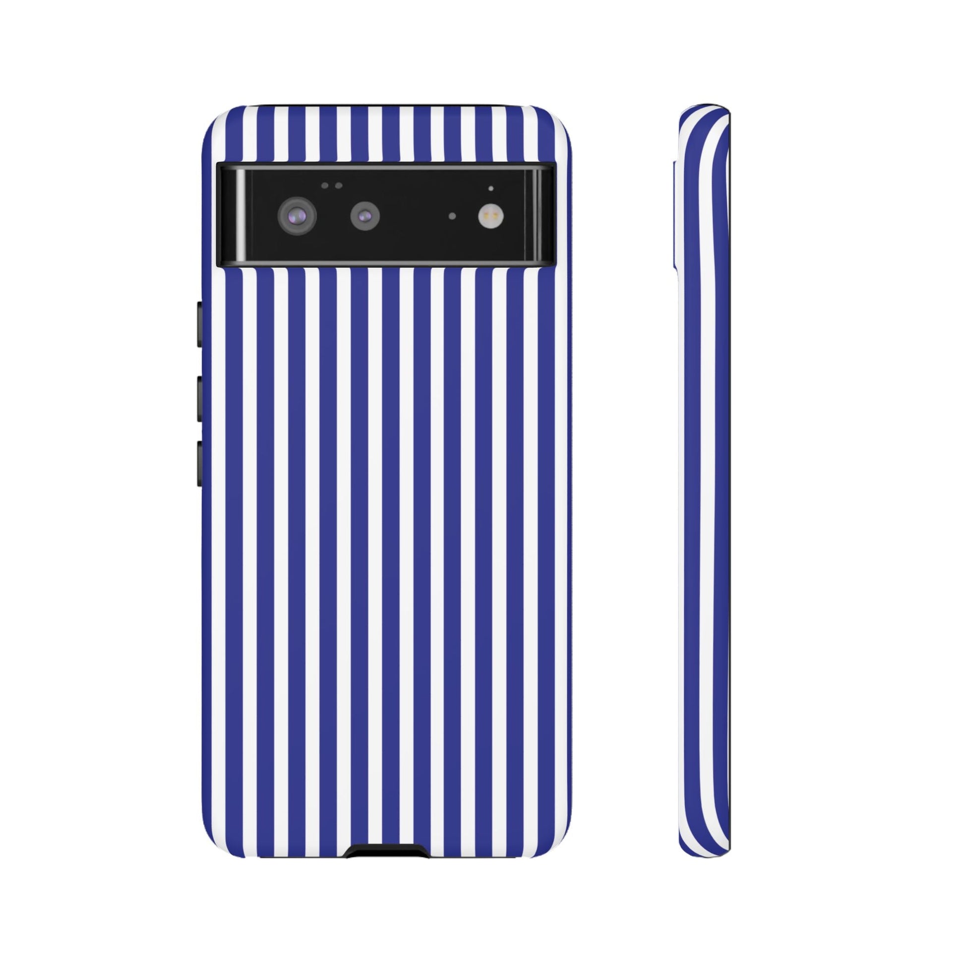 Blue White Striped Tough Phone Case Cover - Google Pixel 6 / Matte - Phone Case