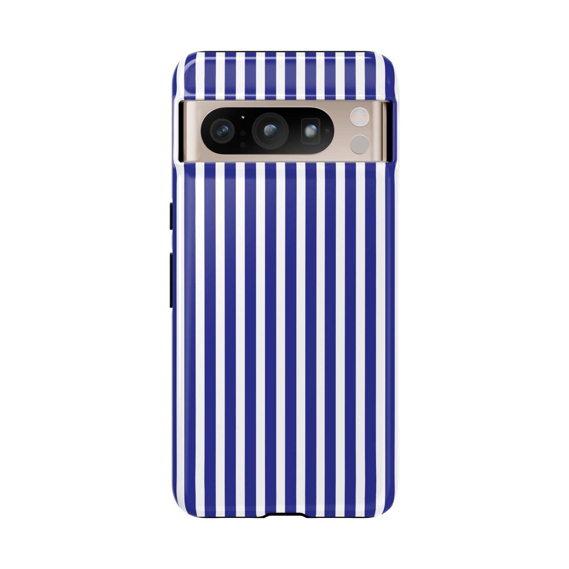 Blue White Striped Tough Phone Case Cover - Google Pixel 8 Pro / Glossy - Phone Case