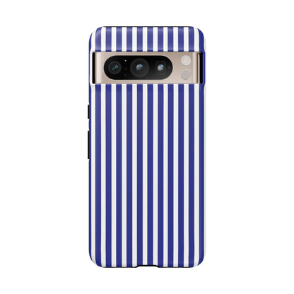 Blue White Striped Tough Phone Case Cover - Google Pixel 8 Pro / Matte - Phone Case