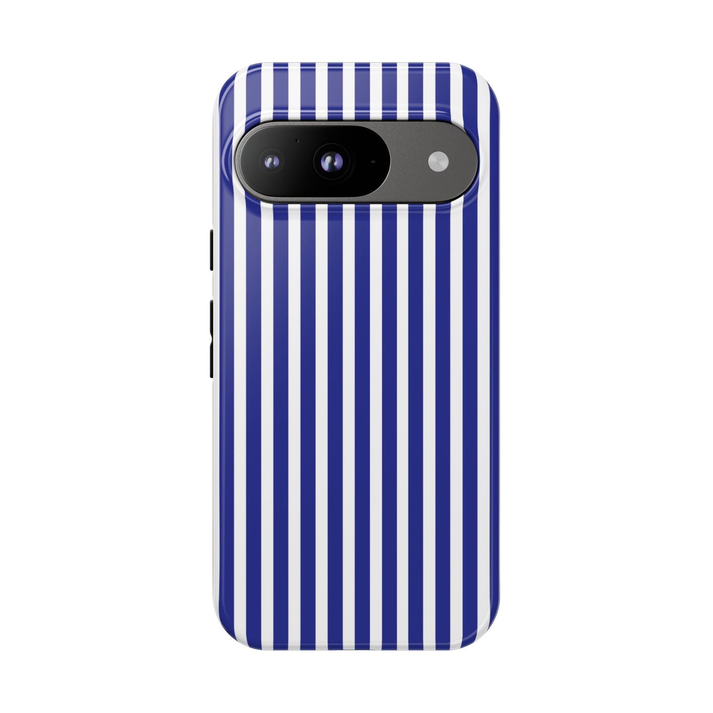 Blue White Striped Tough Phone Case Cover - Google Pixel 9 / Glossy - Phone Case