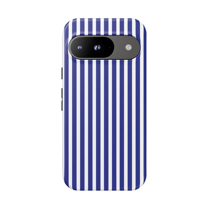 Blue White Striped Tough Phone Case Cover - Google Pixel 9 / Matte - Phone Case